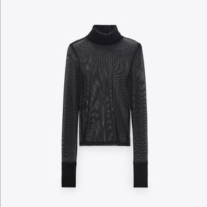 Zara Tulle Mesh Turtleneck Shirt